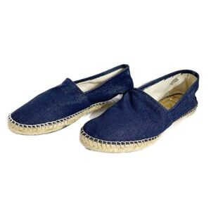 Enzo Angiolini Austyn Natural Textile Espadrille Flats Jute Pull On Slip On Blue